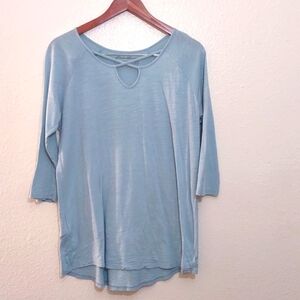 PRE OWNED EDDIE BAUER COLOR BABY BLUE 3/4 SLEEVE SIZE L